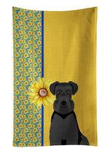 Load image into Gallery viewer, Summer Sunflowers Black Natural Ears Schnauzer Kitchen Towel