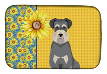 Load image into Gallery viewer, Summer Sunflowers Salt Pepper Natural Ears Schnauzer Dish Drying Mat – Absorbent, Artistic Kitchen Essentials