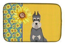 Load image into Gallery viewer, Summer Sunflowers Salt Pepper Schnauzer Dish Drying Mat – Absorbent, Artistic Kitchen Essentials