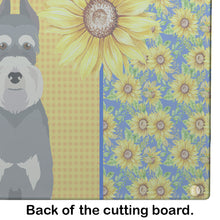 Load image into Gallery viewer, Summer Sunflowers Salt Pepper Schnauzer Glass Cutting Boards – Durable, Decorative Kitchen Art Large