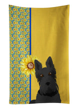 Load image into Gallery viewer, Summer Sunflowers Black Scottish Terrier Kitchen Towel