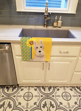 Load image into Gallery viewer, Summer Sunflowers Wheaten Scottish Terrier Kitchen Towel
