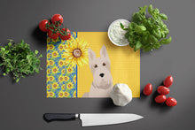 Load image into Gallery viewer, Summer Sunflowers Wheaten Scottish Terrier Glass Cutting Boards – Durable, Decorative Kitchen Art Large