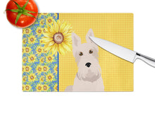 Load image into Gallery viewer, Summer Sunflowers Wheaten Scottish Terrier Glass Cutting Boards – Durable, Decorative Kitchen Art Large