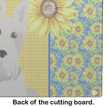 Load image into Gallery viewer, Summer Sunflowers Wheaten Scottish Terrier Glass Cutting Boards – Durable, Decorative Kitchen Art Large