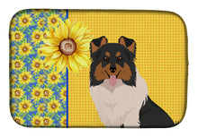 Load image into Gallery viewer, Summer Sunflowers Tricolor Sheltie Dish Drying Mat – Absorbent, Artistic Kitchen Essentials