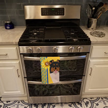 Load image into Gallery viewer, Summer Sunflowers Tricolor Sheltie Kitchen Towel