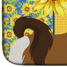 Load image into Gallery viewer, Summer Sunflowers Red and White Shih Tzu Dish Drying Mat – Absorbent, Artistic Kitchen Essentials
