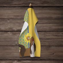 Load image into Gallery viewer, Summer Sunflowers Red and White Shih Tzu Kitchen Towel