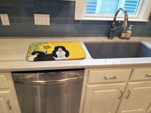 Load image into Gallery viewer, Summer Sunflowers Black and White Shih Tzu Dish Drying Mat – Absorbent, Artistic Kitchen Essentials