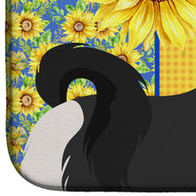 Load image into Gallery viewer, Summer Sunflowers Black and White Shih Tzu Dish Drying Mat – Absorbent, Artistic Kitchen Essentials