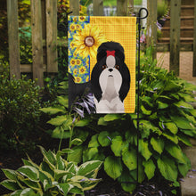 Load image into Gallery viewer, Summer Sunflowers Black and White Shih Tzu Garden Flag – Decorative Outdoor Yard Flag