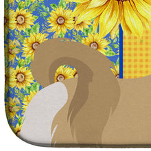 Load image into Gallery viewer, Summer Sunflowers Gold and White Shih Tzu Dish Drying Mat – Absorbent, Artistic Kitchen Essentials