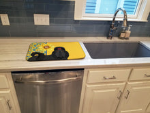 Load image into Gallery viewer, Summer Sunflowers Black Shih Tzu Dish Drying Mat – Absorbent, Artistic Kitchen Essentials