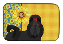 Load image into Gallery viewer, Summer Sunflowers Black Shih Tzu Dish Drying Mat – Absorbent, Artistic Kitchen Essentials