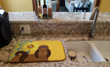 Load image into Gallery viewer, Summer Sunflowers Red Shih Tzu Dish Drying Mat – Absorbent, Artistic Kitchen Essentials