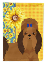 Load image into Gallery viewer, Summer Sunflowers Red Shih Tzu Garden Flag – Decorative Outdoor Yard Flag