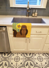 Load image into Gallery viewer, Summer Sunflowers Red Shih Tzu Kitchen Towel