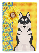 Load image into Gallery viewer, Summer Sunflowers Black Siberian Husky Garden Flag – Decorative Outdoor Yard Flag