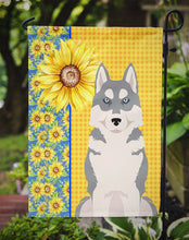 Load image into Gallery viewer, Summer Sunflowers Grey Siberian Husky Garden Flag – Decorative Outdoor Yard Flag