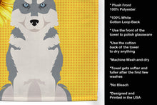 Load image into Gallery viewer, Summer Sunflowers Grey Siberian Husky Kitchen Towel