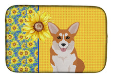 Load image into Gallery viewer, Summer Sunflowers Red Pembroke Corgi Dish Drying Mat – Absorbent, Artistic Kitchen Essentials