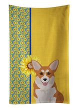 Load image into Gallery viewer, Summer Sunflowers Red Pembroke Corgi Kitchen Towel