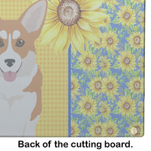 Load image into Gallery viewer, Summer Sunflowers Red Pembroke Corgi Glass Cutting Boards – Durable, Decorative Kitchen Art Large