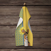 Load image into Gallery viewer, Summer Sunflowers Sable Pembroke Corgi Kitchen Towel