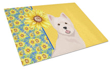 Load image into Gallery viewer, Summer Sunflowers Westie West Highland White Terrier Glass Cutting Boards – Durable, Decorative Kitchen Art Large