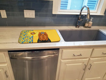 Load image into Gallery viewer, Summer Sunflowers Black and Tan Full Coat Yorkshire Terrier Dish Drying Mat – Absorbent, Artistic Kitchen Essentials