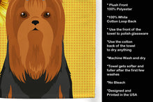 Load image into Gallery viewer, Summer Sunflowers Black and Tan Full Coat Yorkshire Terrier Kitchen Towel
