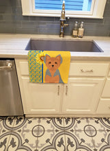 Load image into Gallery viewer, Summer Sunflowers Blue and Tan Puppy Cut Yorkshire Terrier Kitchen Towel