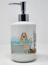 Load image into Gallery viewer, Lemon and White Tricolor Basset Hound Ceramic Soap Dispenser