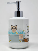 Load image into Gallery viewer, Longhaired Black and White #2 Chihuahua Ceramic Soap Dispenser