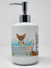 Load image into Gallery viewer, Red and White Chihuahua Ceramic Soap Dispenser