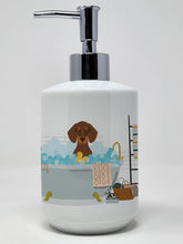 Load image into Gallery viewer, Chocolate and Tan Dachshund Ceramic Soap Dispenser