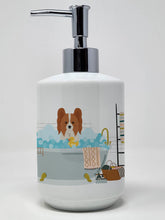 Load image into Gallery viewer, Red and White Papillon Ceramic Soap Dispenser