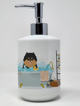 Load image into Gallery viewer, Black and Tan Pomeranian Ceramic Soap Dispenser