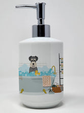 Load image into Gallery viewer, Salt Pepper Natural Ears Schnauzer Ceramic Soap Dispenser