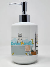 Load image into Gallery viewer, Grey Siberian Husky Ceramic Soap Dispenser