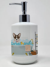 Load image into Gallery viewer, Brindle Cardigan Corgi Ceramic Soap Dispenser