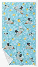Load image into Gallery viewer, Black Pug in Bathtub Bath Towel Large