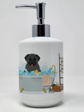 Load image into Gallery viewer, Black Pug in Bathtub Ceramic Soap Dispenser