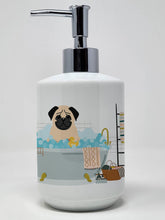 Load image into Gallery viewer, Fawn Pug in Bathtub Ceramic Soap Dispenser