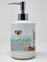 Load image into Gallery viewer, White Mastiff in Bathtub Ceramic Soap Dispenser