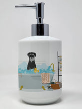 Load image into Gallery viewer, Black Grey Standard Schnauzer in Bathtub Ceramic Soap Dispenser