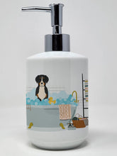 Load image into Gallery viewer, Greater Swiss Mountain Dog in Bathtub Ceramic Soap Dispenser