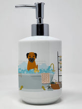 Load image into Gallery viewer, Border Terrier in Bathtub Ceramic Soap Dispenser