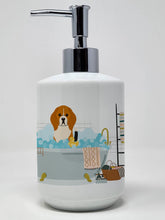 Load image into Gallery viewer, Tricolor Beagle in Bathtub Ceramic Soap Dispenser